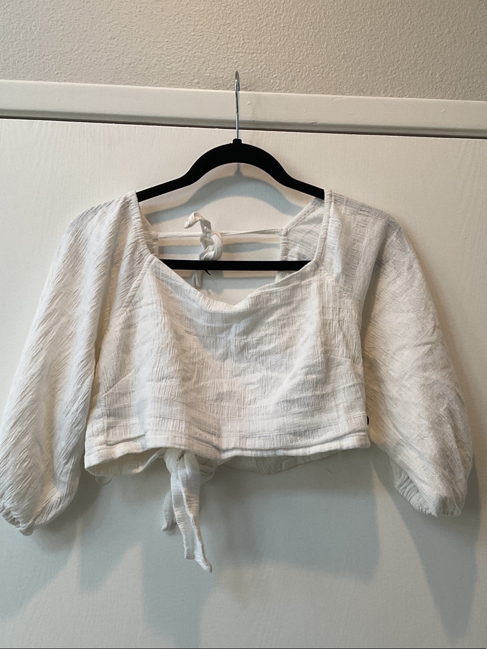 Billabong Cream Gauze Tie-Back Crop Top